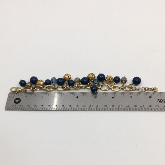 Brighton Bracelet Contempo Chic Gold & Navy Blue Faux Pearls Crystals - Picture 11 of 16